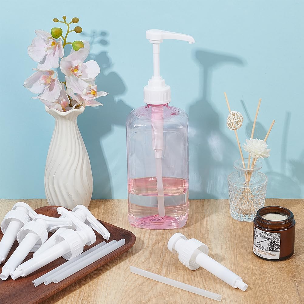 WEBEEDY 6 Sets Resin Gallon Pump Dispenser 10CC with 14.8cm/6.6 Inch Tubes Heavy Duty Replacement Pump Dispensers for Gallons & Jugs Leak Proof for Shampoo,Condiments,Commercial and Household Use