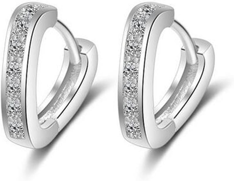 BROWOLBoowhol Women's Earrings Elegant Earrings V-Shaped Heart-Shaped Rhinestone Earrings Full Diamond Hypoallergenic Hoop Earrings Small 925 Sterling Silver