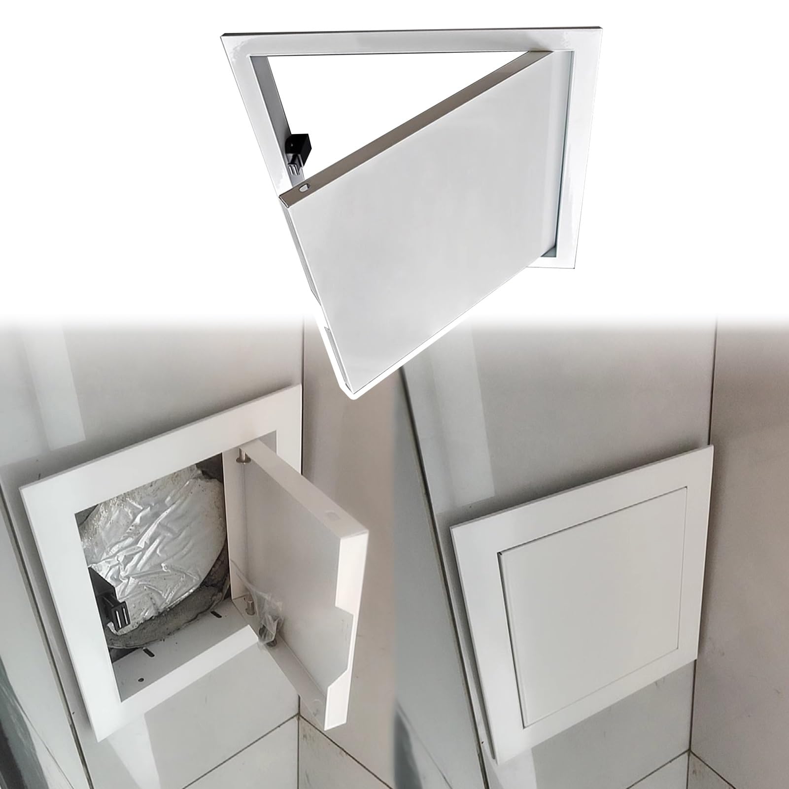 Magnetische Trockenbau-Zugangsplatte – federbelastete Pop-Out-Inspektionsluke für Elektro- und Sanitärdienst – 45 x 45 cm Sicherungskastenabdeckung Tür