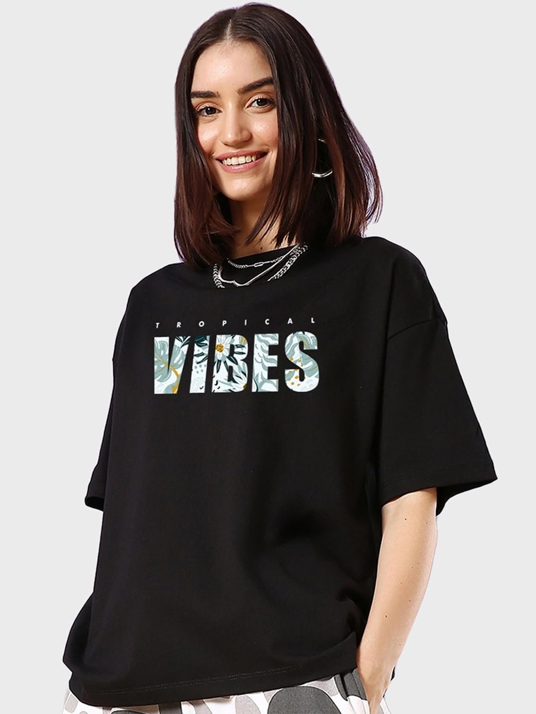 Bewakoof Lot de 2 t-shirts en pur coton pour femme - Grande taille - Demi-manches - Col rond