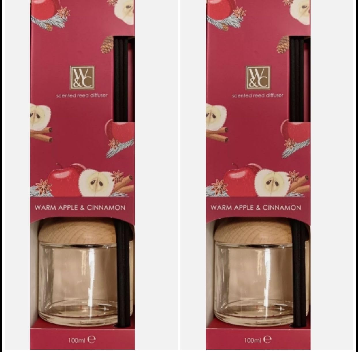 Allglazz Wickford & Co Warm Aapple & Cinnamon Scented Reed Diffuser, 100Ml, Pack Of 2