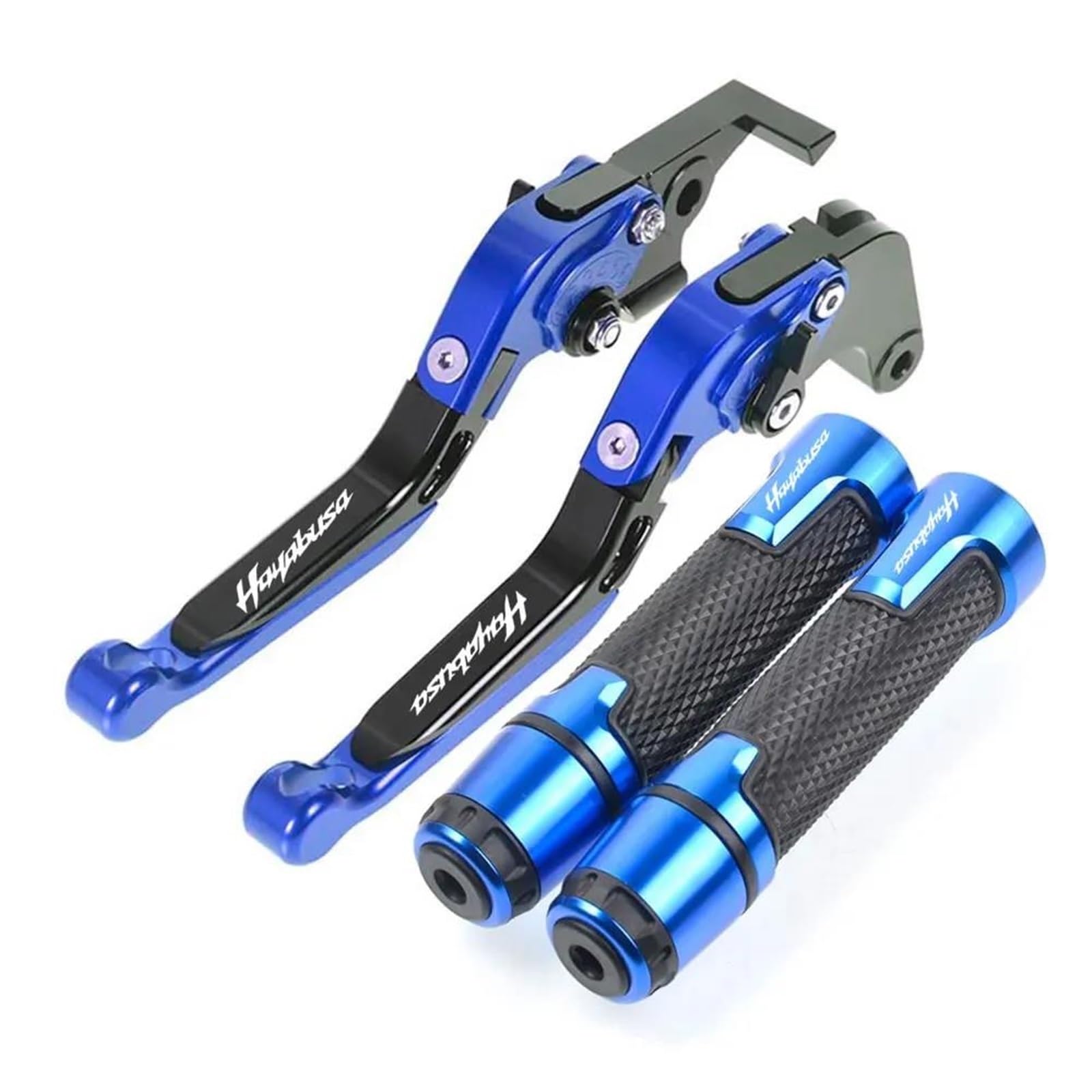 for Suzuki Hayabusa GSXR1300 GSX1300R GSX 1300 R 1999-2007 2006 2005 Motorcycle Adjustable Brake Clutch Levers & Handlebar Grips(Blue 2)
