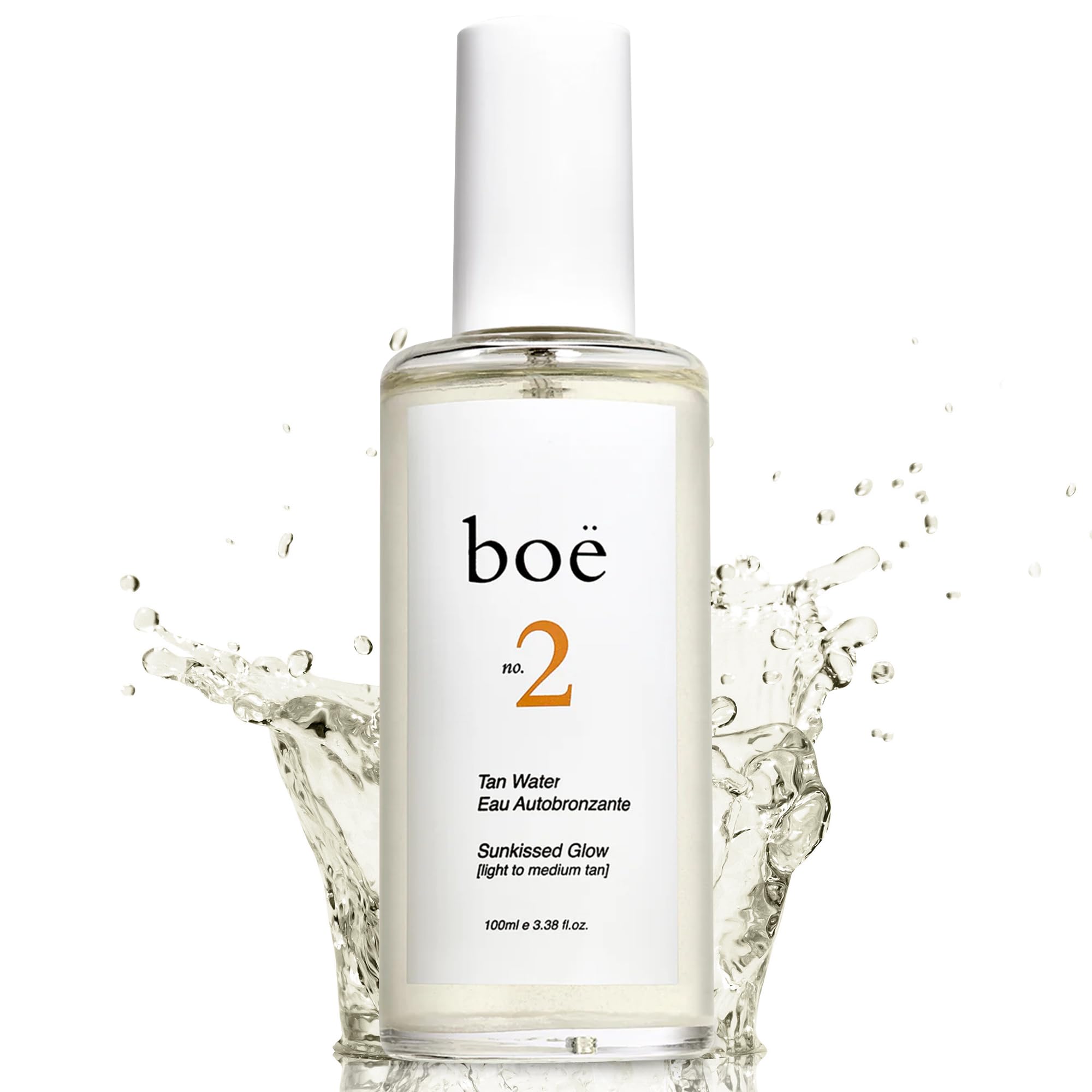n.° 2 Agua autobronceadora, bruma en aerosol de secado rápido y sin marcas para bronceado gradual natural, hidrata, mejora elasticidad y suavidad, sin fragancia, piel sensible, 100 ml