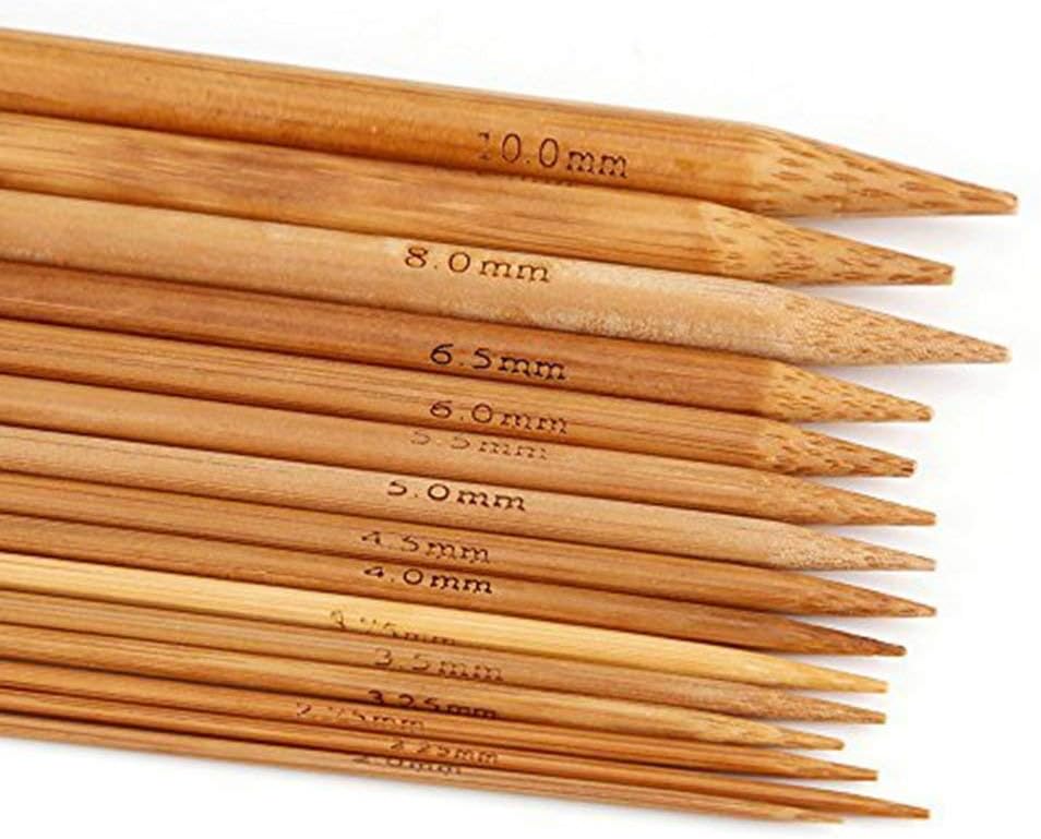 Knitting Needles Kit, Bamboo Double Pointed Knitting Needles 15 Sizes from 2.0mm10