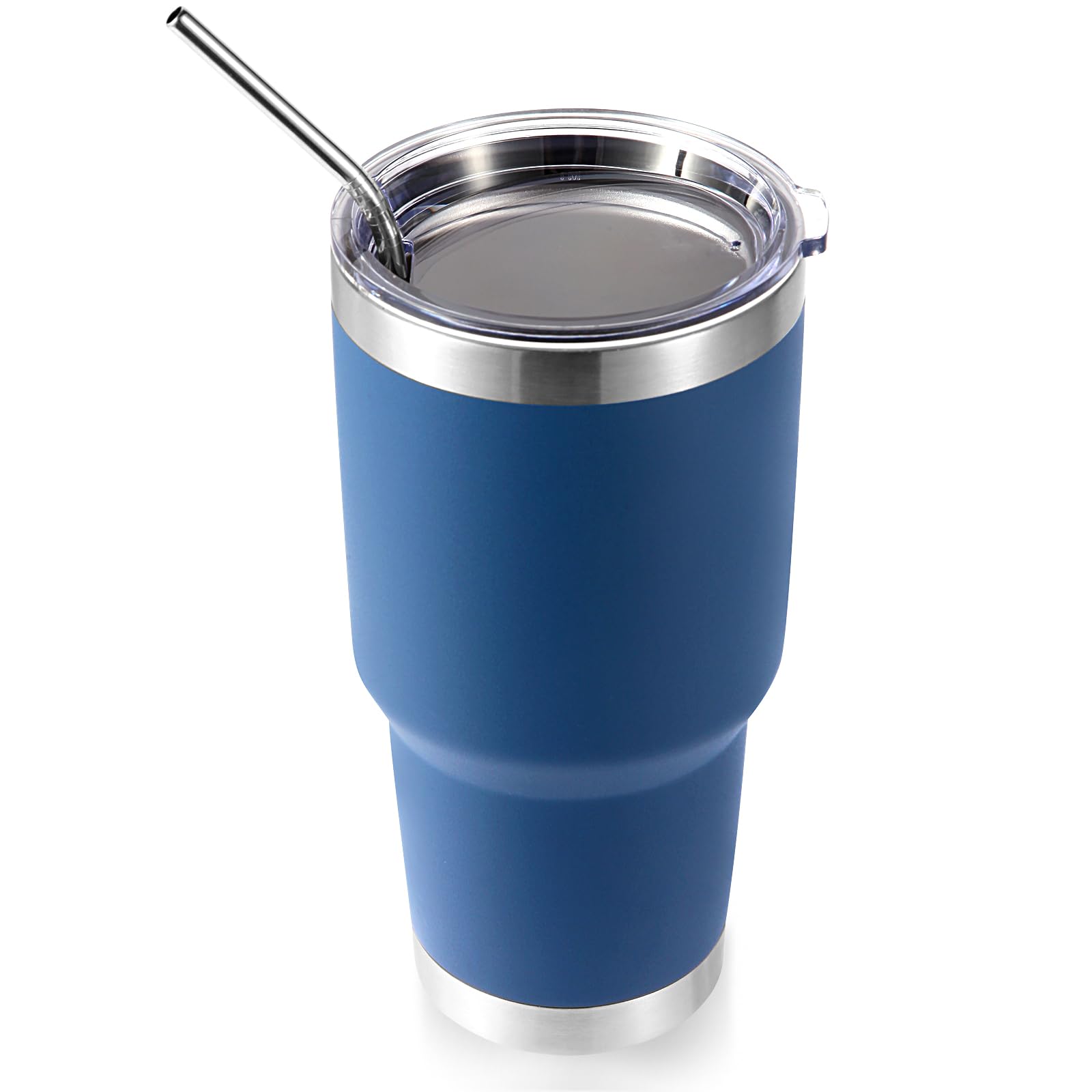 Volhoply 900ml 30oz Insulated Tumbler with Lid and Straw, Double Wall Inner & Outer 304 Stainless Steel Coffee Cup, Travel Mug Reusable Thermal Cup for Cold & Hot Drinks (Navy,1 Pack)