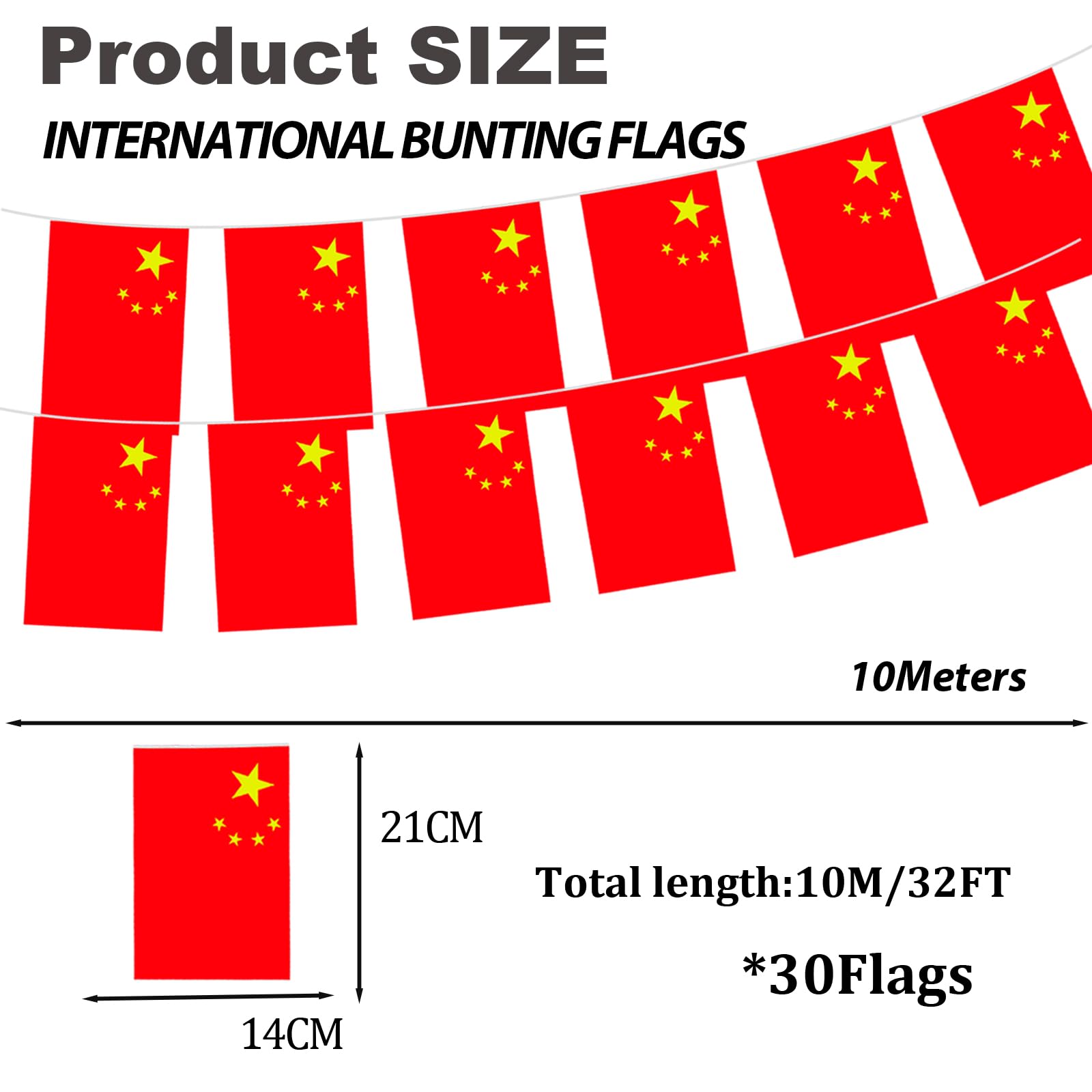 Bunting 10m 30 Flags 14x21cm - Image 2