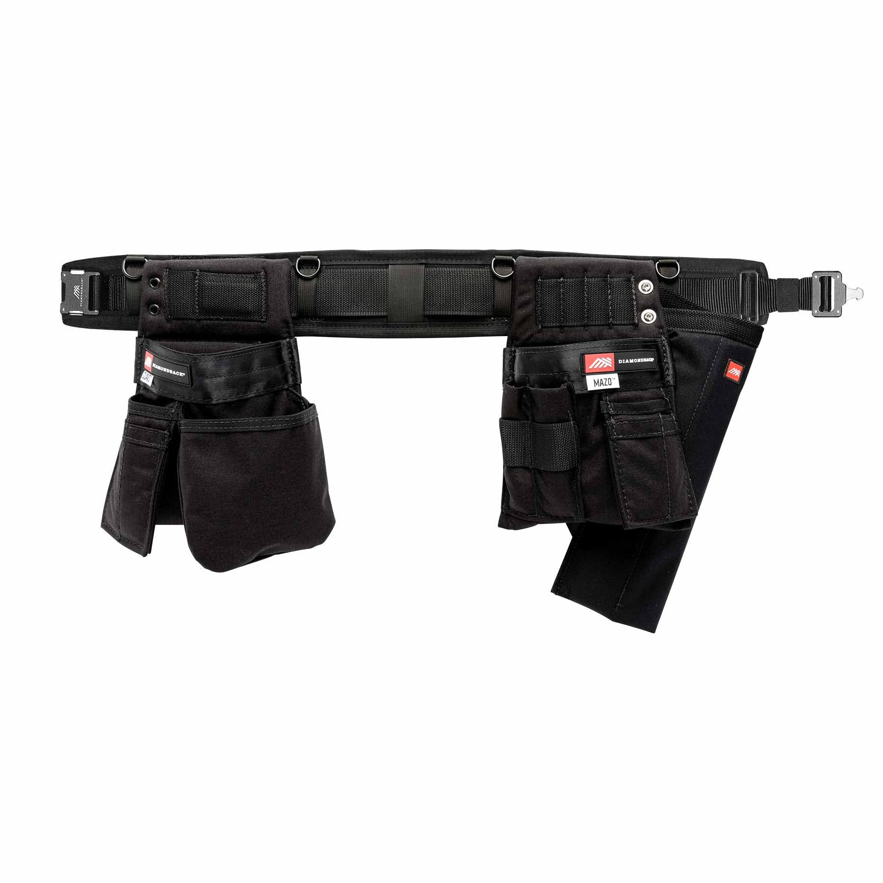 DiamondbackThe Maestro Toolbelt System, Right Handed, Black, Medium | Carpenter Framer Roofer | 4-slot Drill Bit Nail Set, Universal Magnet, Padded | Holds Nails, Mini Square, Drill Bits