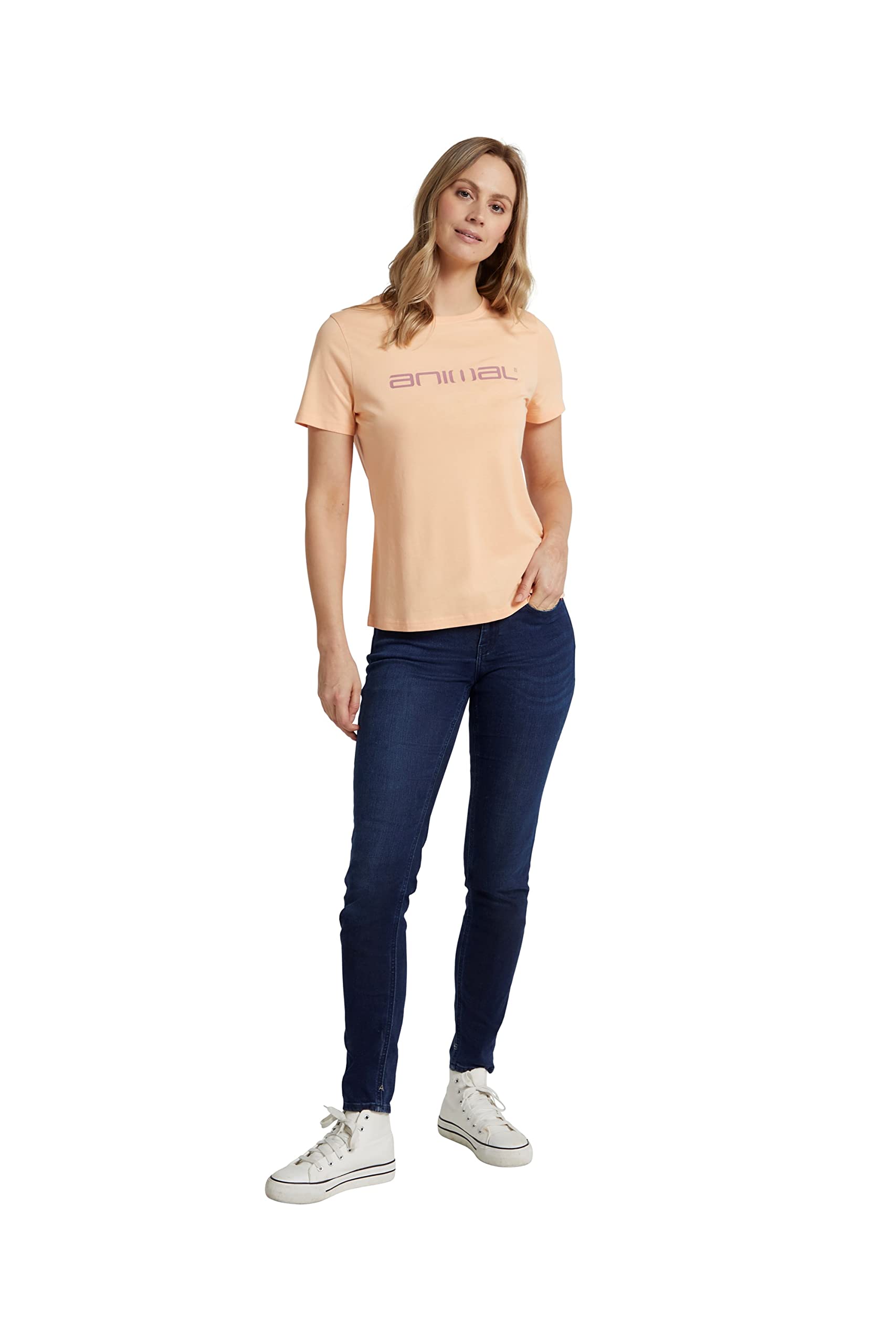 Animal Marina Womens Organic Logo T-Shirt - Casual, Lightweight & Breathable Tee in Organic Cotton with Relaxed fit - for Summer, Beach, Holiday & Travel Orange