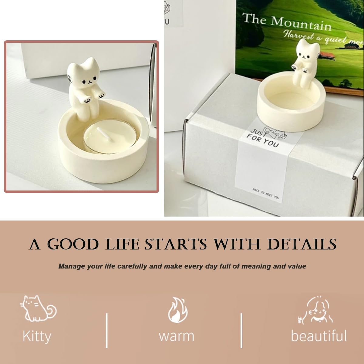 Portacandele A Forma Di Gatto Con Zampe - Realizzato In Resina, Design Simpatico Per Decorazione Casa, Regalo Per Amanti Dei Gatti