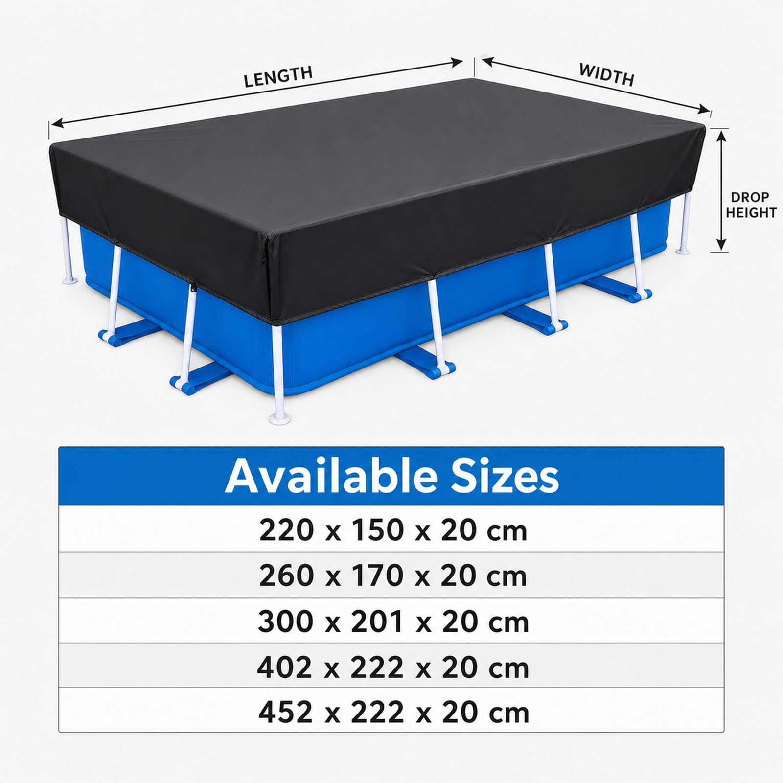BâChe Protection pour Piscine,Couverture De Piscine,BâChe Piscine,BâChe De Protection pour Piscine,BâChe Piscine Rectangulaire,Couverture pour Piscines Rectangulaires
