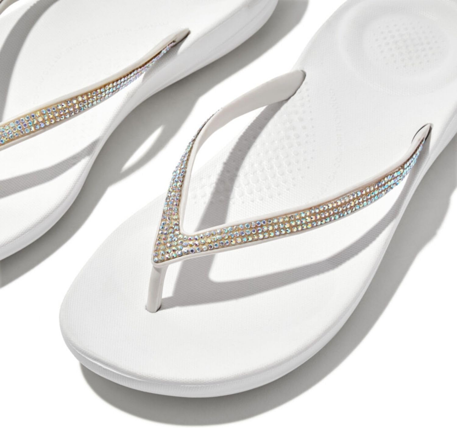 FitFlop Womens iQushion Sparkle Ergonomic Flip Flops for Walking, Lightweight Waterproof Cushioned Thong Sandals for Women with Non Slip Bottom and Arch Support