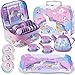 19Pcs Rainbow Unicorn Toys Tea Party Set for Little Girls, Birthday Gift for Age 3 4 5 6 Year Old, Princess Tea Time Set Toys for Little Girls, Kids Toddlers Kitchen Pretend Toy with Tin Tea Set