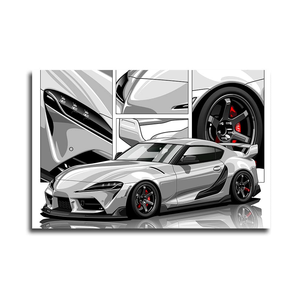 JDM Import tuner Fan Art Drawing Compatible with Supra MK5 Drift Drifting Poster Paper 20x30 inch