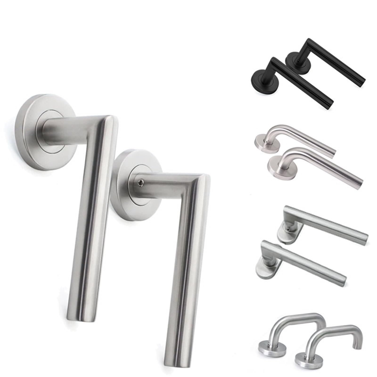 Sxolcoufoh C1 Door Handle Locks 304 Stainless Steel Matte Black Silver 1Pcs(C1)