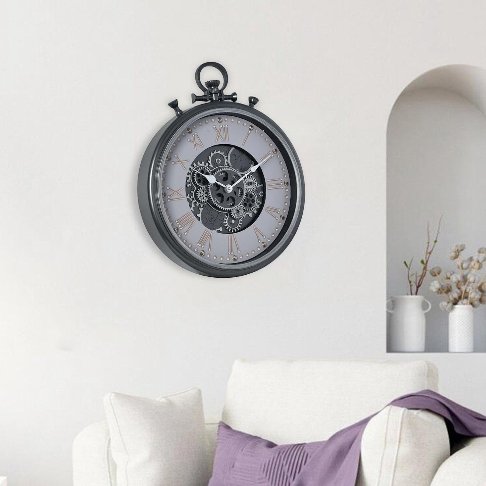 Reloj de Pared, Estilo Industrial Retro, Mecanismo Silencioso, Detalles de Engranajes, Movimiento de, Acabado, Diseño, Uso Ve, Style C, Individual