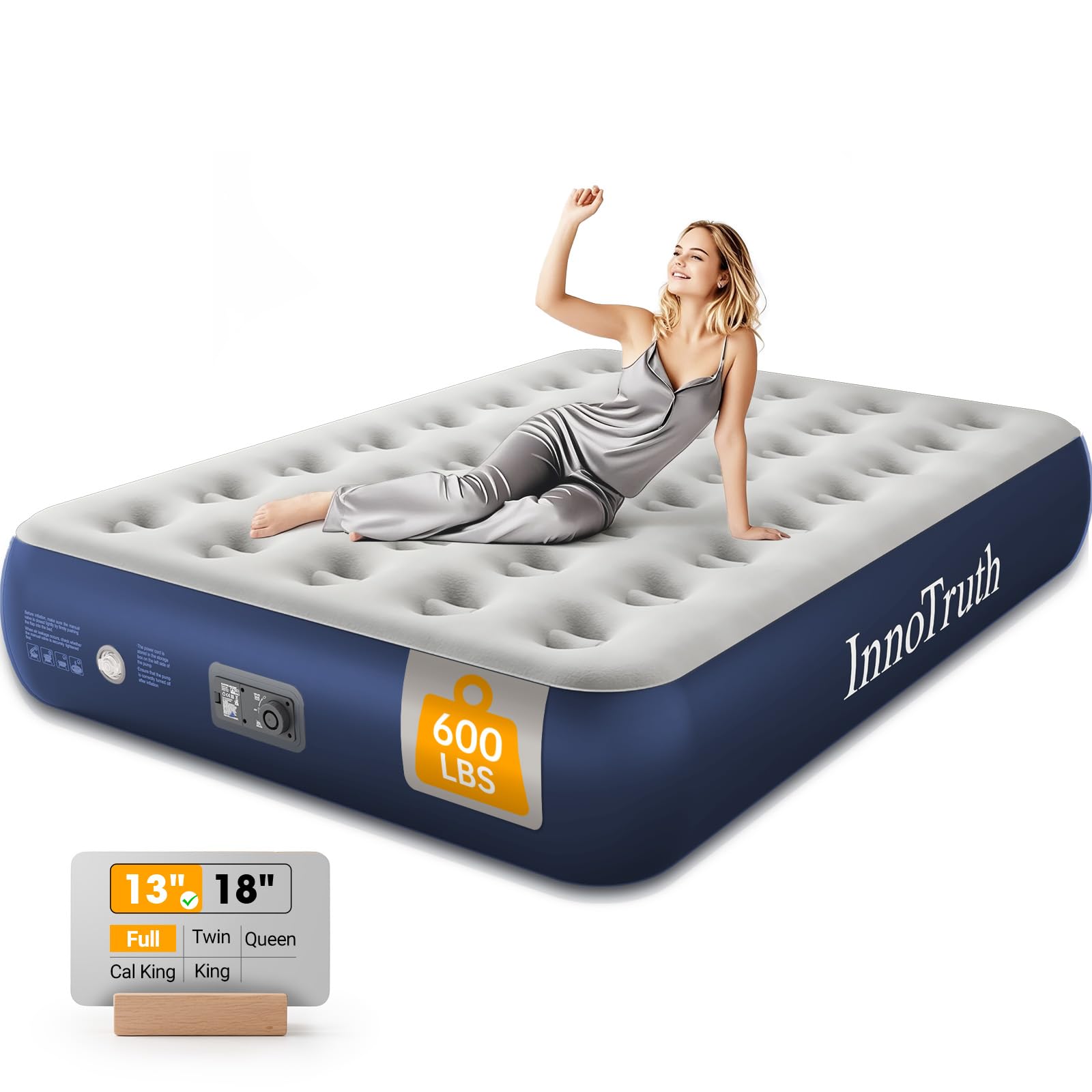 InnoTruth Camping Air Mattress, Full Size with Built in Pump, Inflatable Mattress Blow up Mattress, Family Choice Award Winner-13 Colchones Inflables