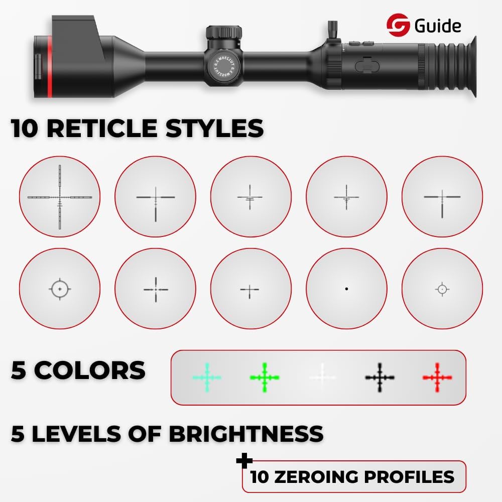 Reticle styles and color palettes for Guide TU 635 LRF 3.0