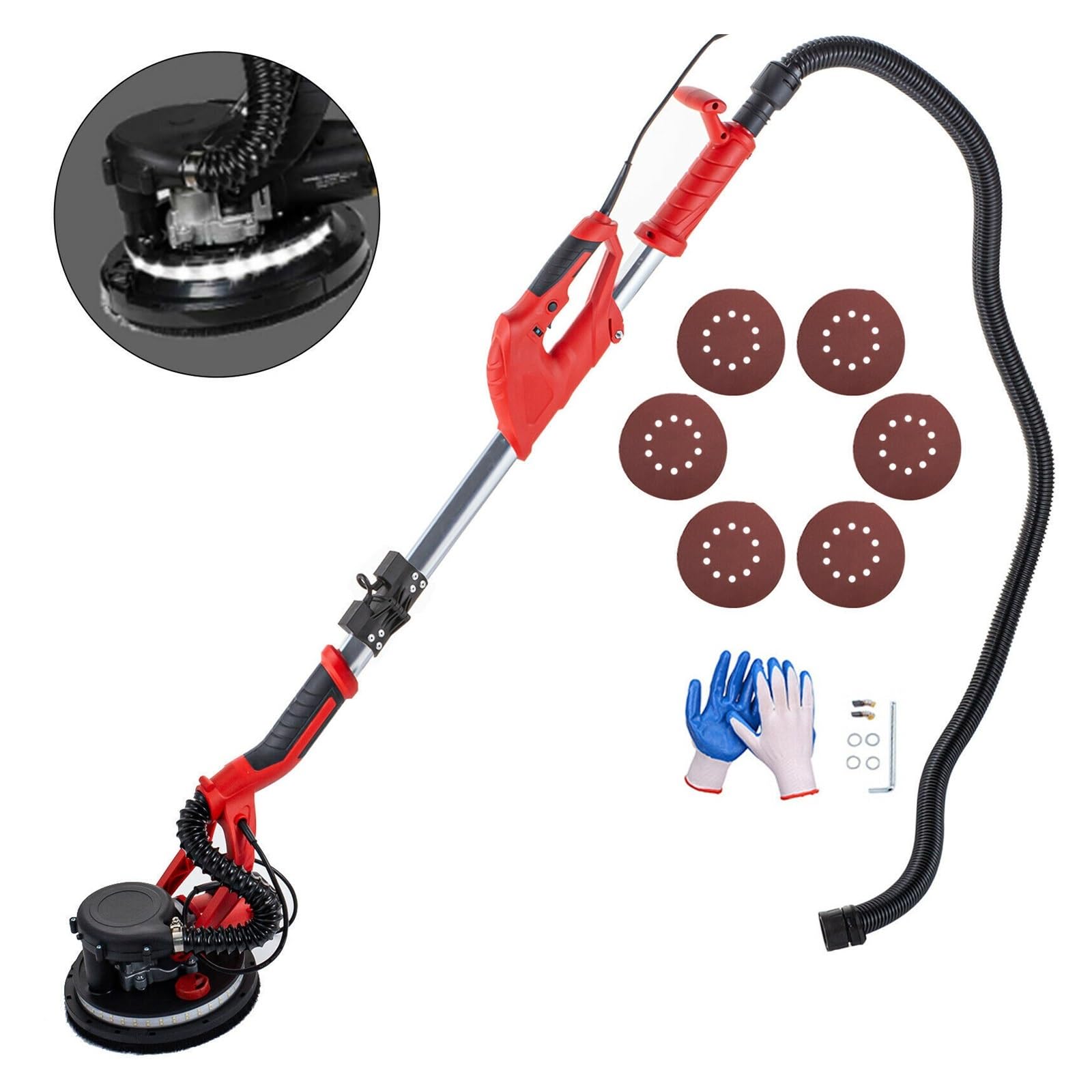 Wall Sander, Electric Drywall Sander 750W Foldable Wall Sander LED Strip Light Disc Sander