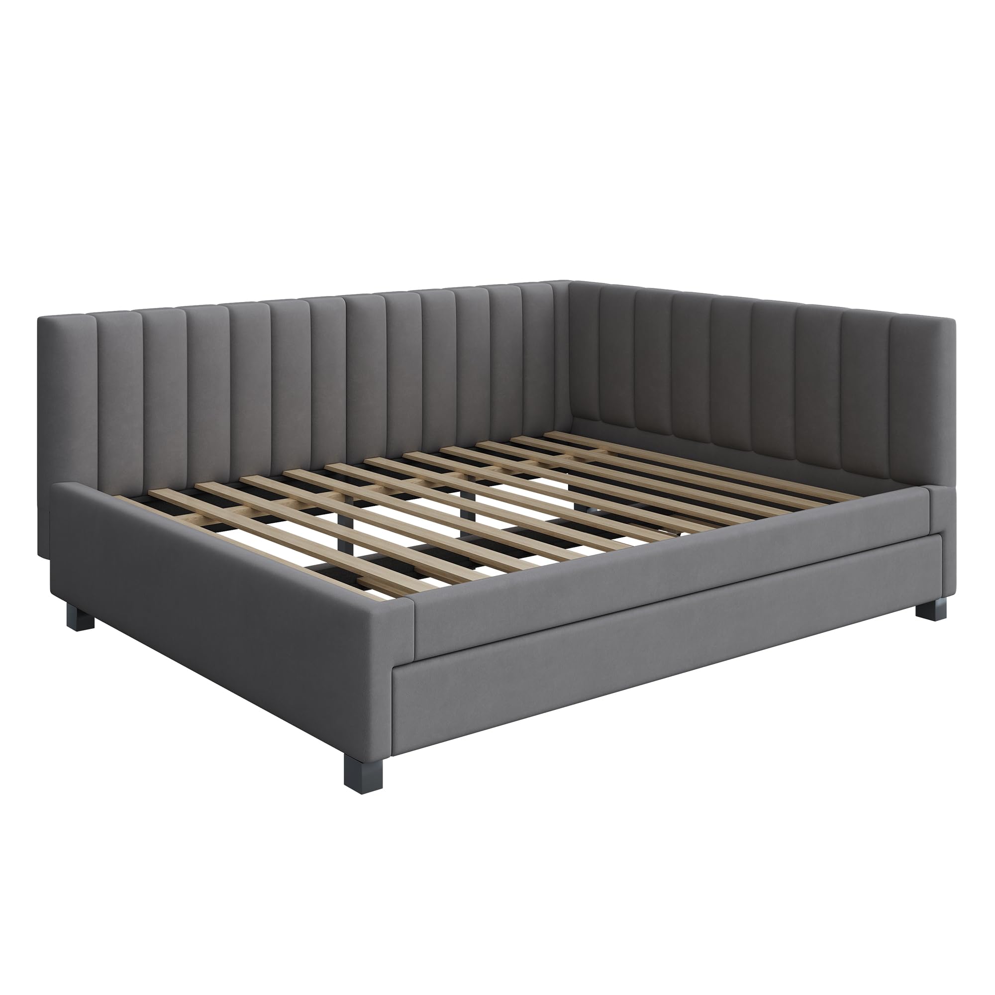 Polsterbett 140x200, Ausziehbares Schlafsofa,Sofabett, Multifunktionsbett mit Lattenrost, Jugendbetten Kinderbetten Gästebetten, Zwei betten, Schlafcouch, Funktionsbett Beige (Grau-140)