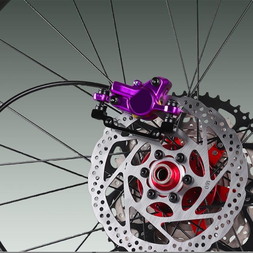 Mountainbike Hydraulisches Scheibenbremsset mit Doppelkolben-Bremssattel vorne 800mm hinten 1400mm Bremsleitung und 160mm Bremsrotoren für MTB (Orange)