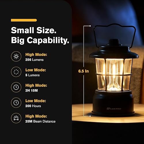 Miniatura 3 de LUXPRO Linterna LED retro, linterna de emergencia alimentada por batería, resistente al agua, lámpara LED brillante para uso en interiores y