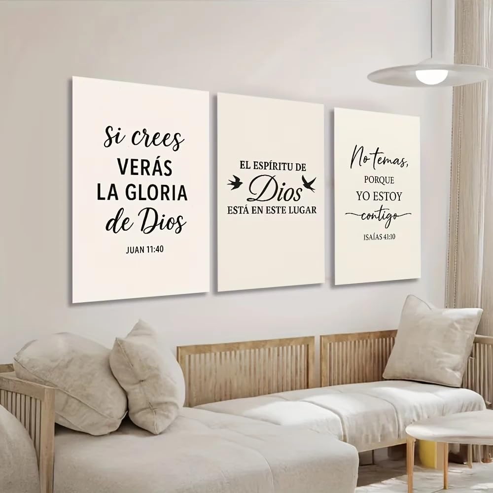 SDVIB Quadro su tela con versetto biblico spagnolo moderno e motivazionale per soggiorno e arredamento (50x70 cm/3 pezzi senza cornice)