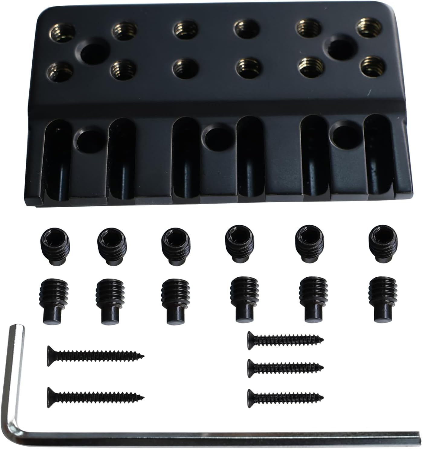 Brass Guitar Bridge String Locks Headless Bass Guitar String Locking Nut for Headless 6 String Electric Bass Guitar Replacement Parts （Matte Black)
