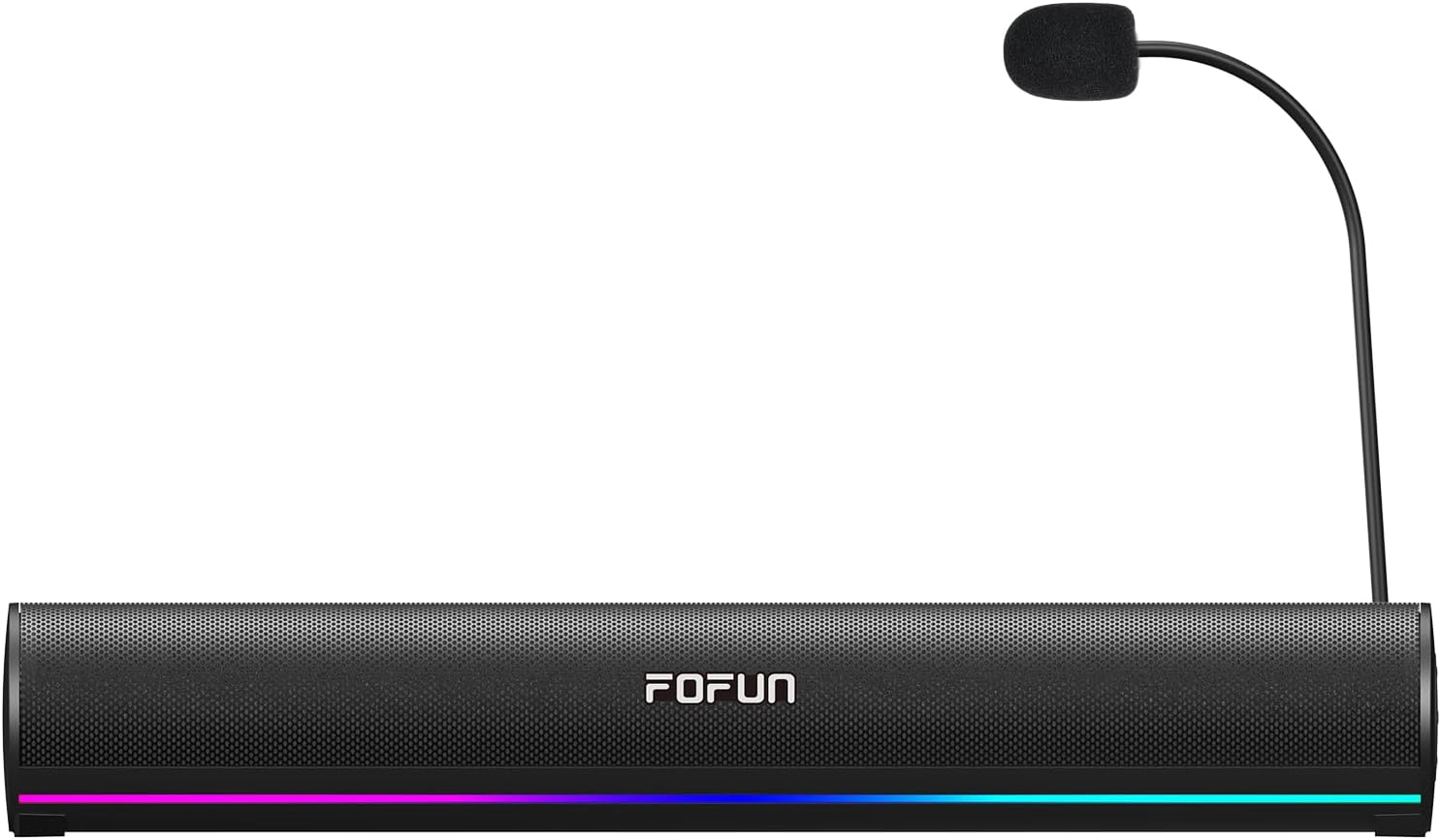 Computer Sound Bar with Detachable ENC Microphone, Balanced Sound Gaming Soundbar, Bluetooth 6.0, USB-A Plug and Play, PC and Bluetooth Mode, 3EQ, 10 RGB Speaker for Gaming, Music,Meeting