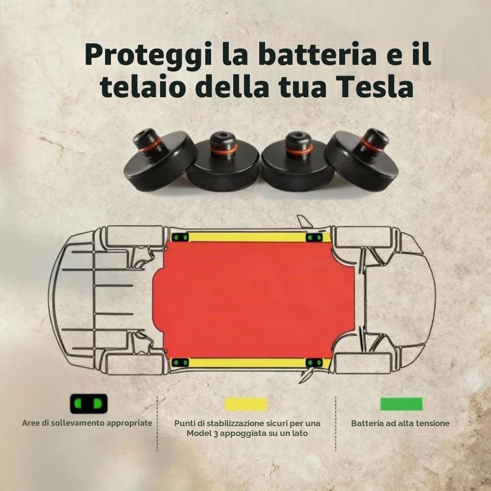 Chirano Cuscinetto per cric di sollevamento Tesla Model 3 S X Y, 4 dischi con custodia, accessori per veicoli Tesla