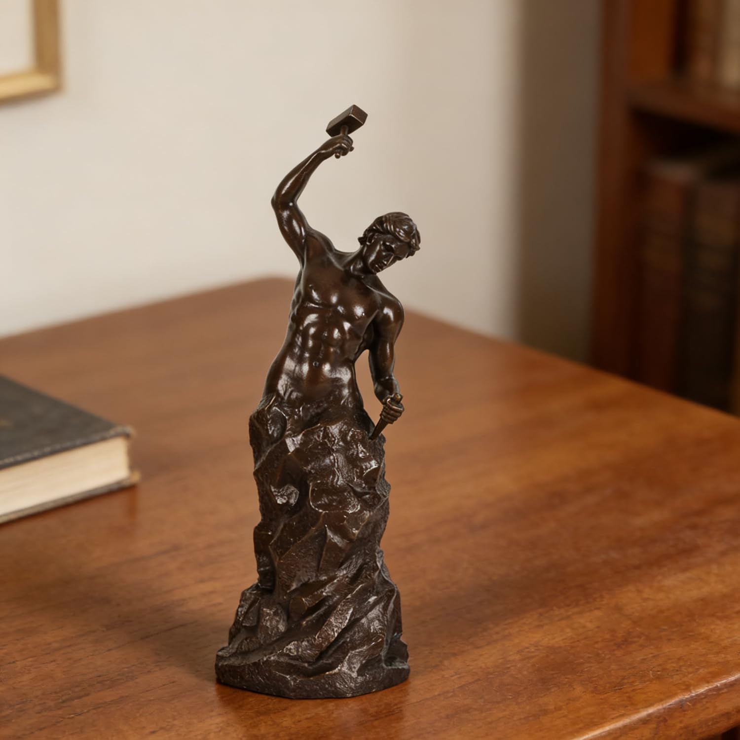 Bronzefarbene Statue für Männer, abstrakte, inspirierende Skulptur, wunderschöne Dekoration für Zuhause, Büro, 26 cm