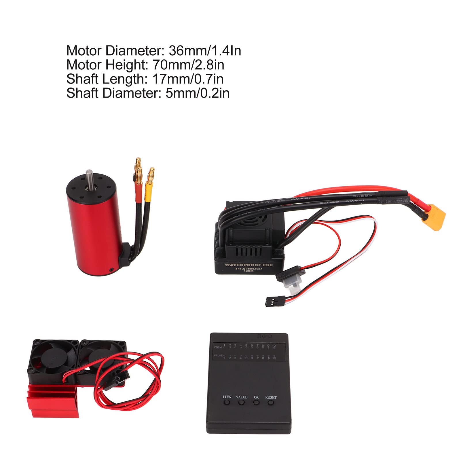 Alomejor Zestaw Silnika Bezszczotkowego RC 2650KV 120A ESC do Samochodu