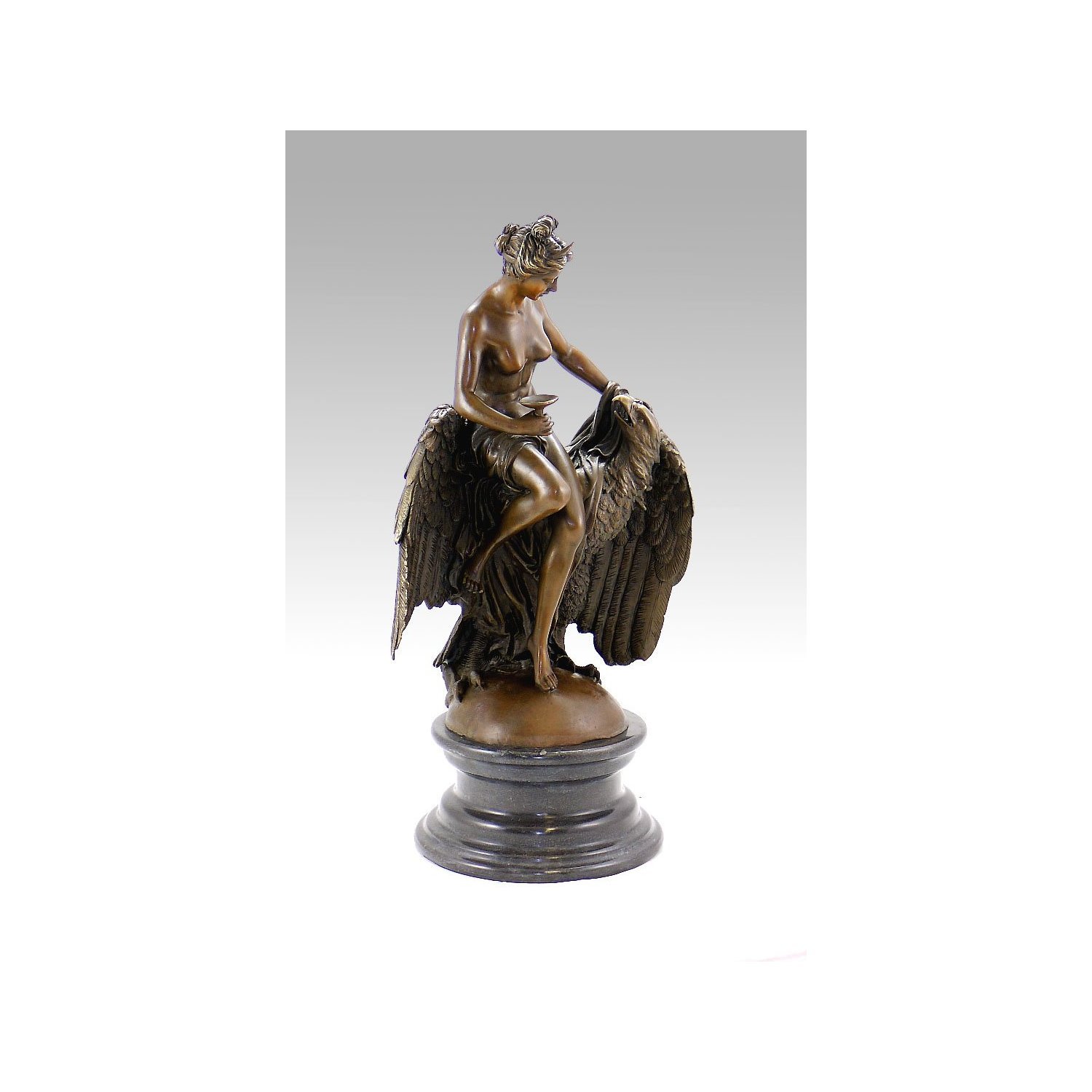 Kunst & Ambiente - Jungfrau mit Adler - L. C. Buhot - signiert - Jugendstil Skulptur - Bronzefigur - Bronze Plastik - Wohndeko - Erotik Akt - Edel