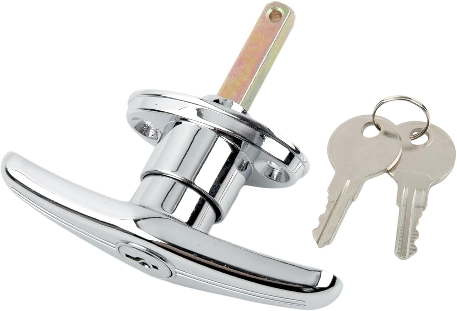 Metal T Handle Garage Door Lock Rear Fixed Cam Lock for Caravan Shed RV Trailer Weather Resistant Outdoor Security Latch Silver Finish T Type Mechanism