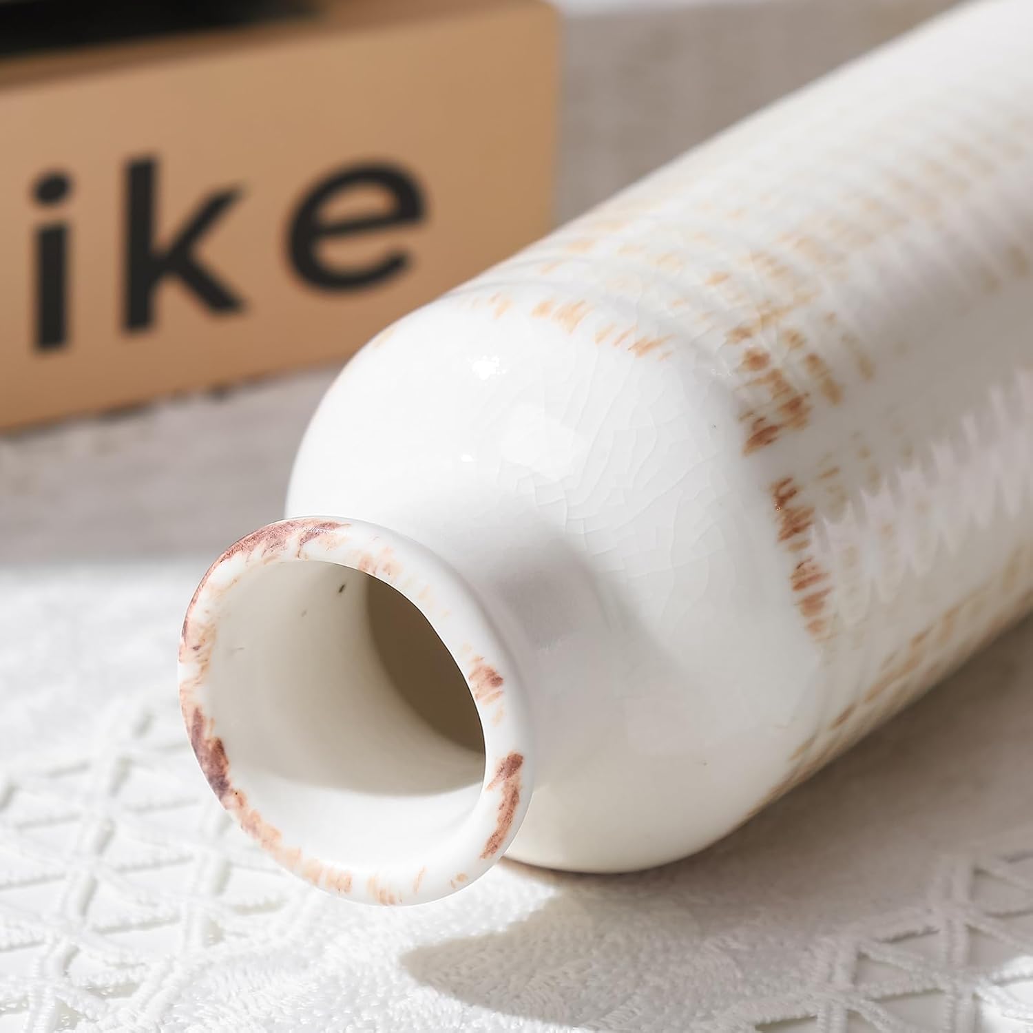 White Ceramic Vase Set of 3, Farmhouse Decor, Home Decorative Vase, Vases for Your Kitchen, Bedroom, Office, Living Room, Bathroom, & Shelf Centerpiece Table Decorations - Image 8