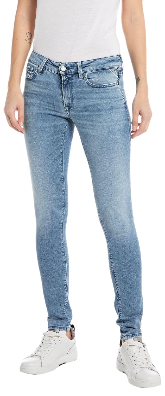 Replay Damen Jeans New Luz Skinny-Fit Bio, Blue 010 (Blau), 28W / 28L