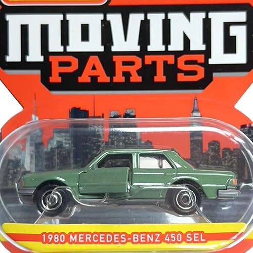 Miniatura 4 de Vehículo fundido a presión de piezas móviles de Matchbox coleccionable - 1980 Mercedes Benz 450 SEL  HLG27  Verde  Fabricado con zinc reciclado