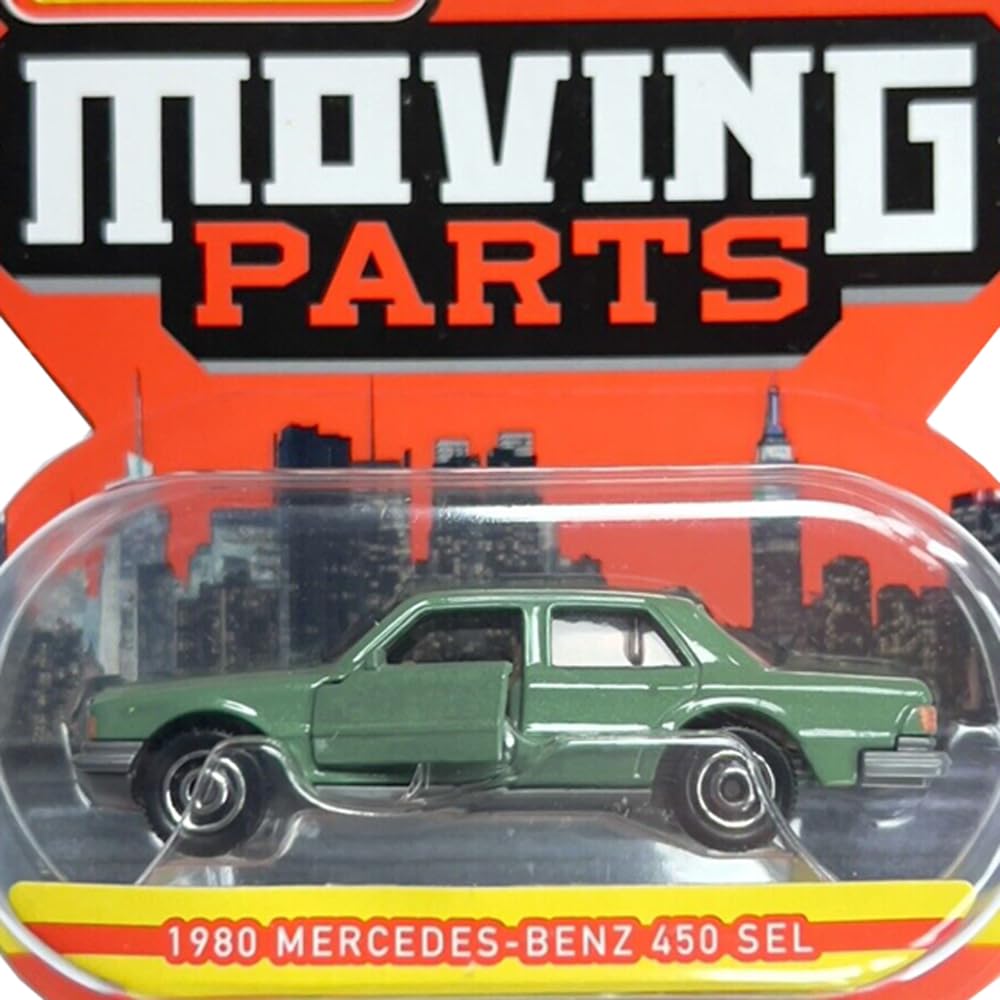Veicolo pressofuso di parti mobili scatola di fiammiferi da collezione - 1980 Mercedes Benz 450 SEL ~ HLG27 ~ Verde ~ Realizzato con zinco riciclato