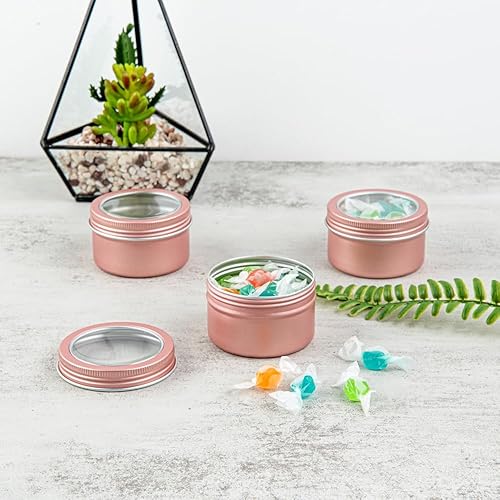 Miniatura 4 de RW Base Cajas de almacenamiento de lata de 4 onzas, 10 cajas redondas de lata con tapas, duraderas, tapas de ventana transparentes, contenedores de