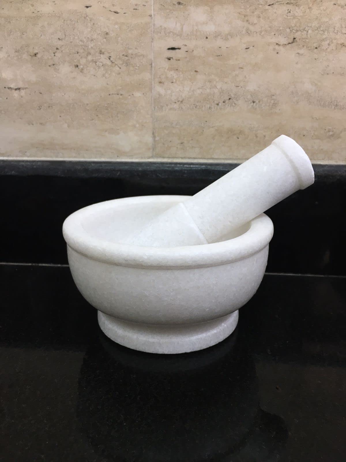 Jaipur Art pure white marble mortar and pestle set (Imported)/stone grinder/khalbatta/imam Dasta/ohkli musal/idi kallu/masher for kitchen (5 Inch, white, round) (B09QCS2W5B) Amazon Price History, Amazon Price Tracker