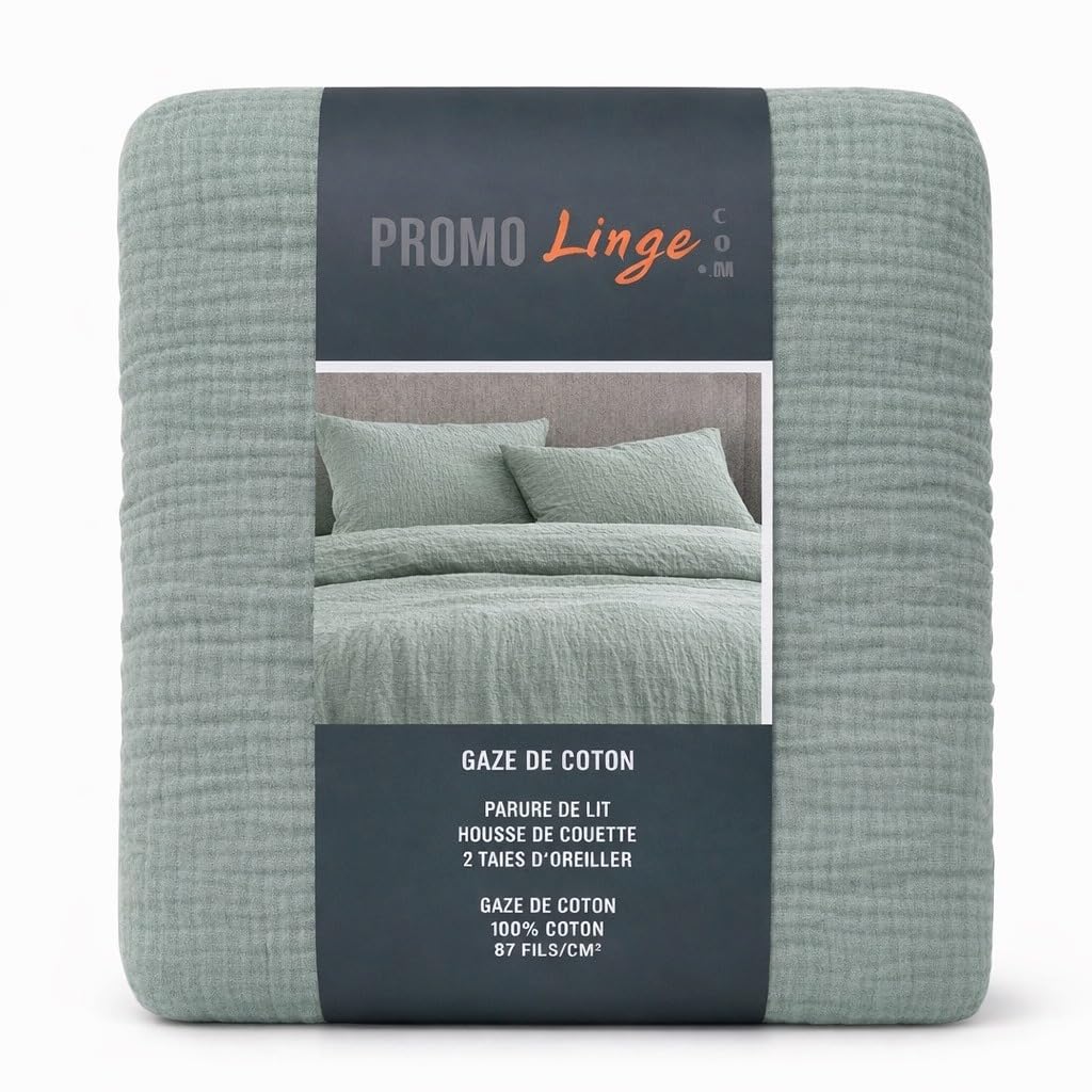 KGS Parure de lit en Gaze de Coton 240 x 260 cm Sauge