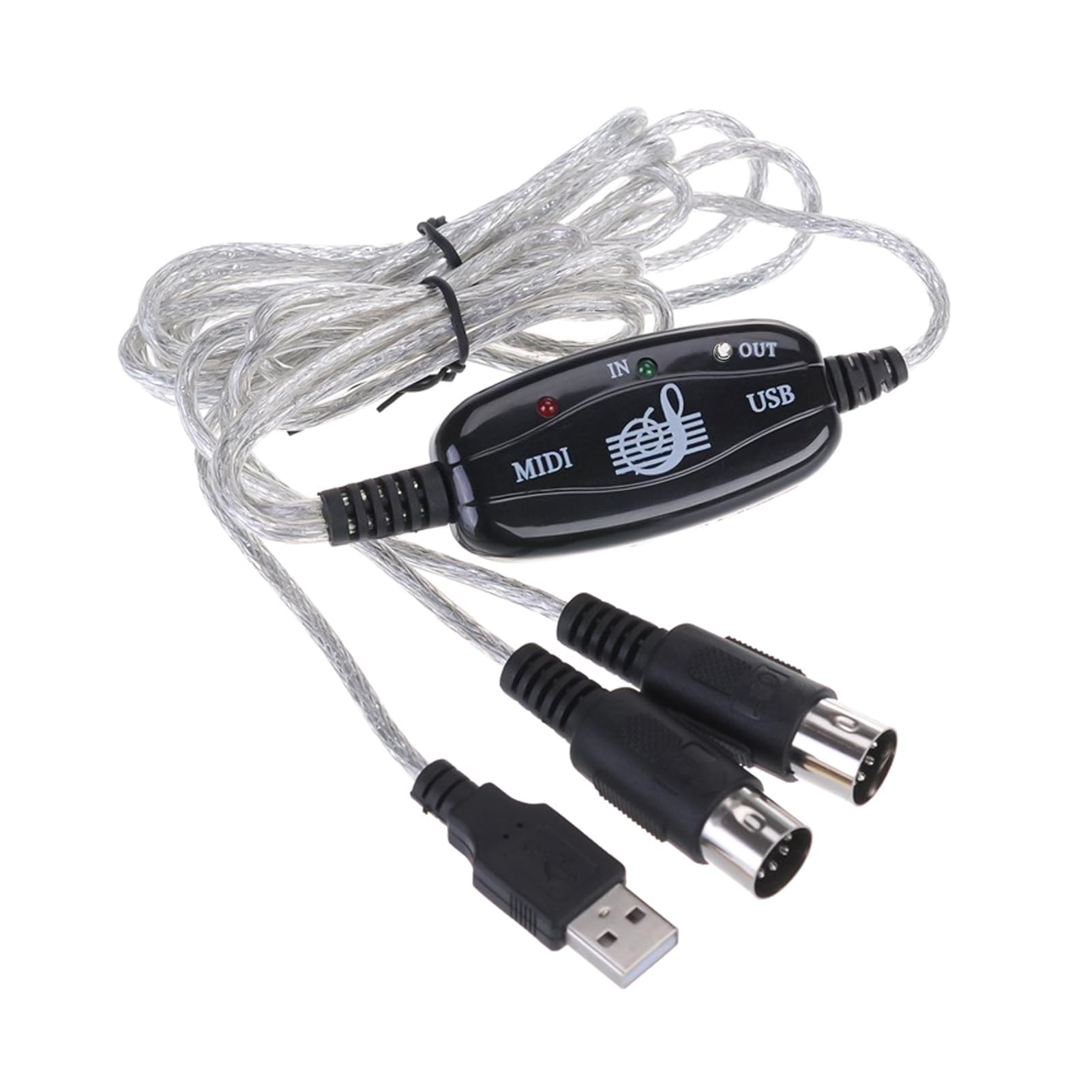 Adaptateur de Câble USB MIDI, Adaptateur Interface MIDI DIN 5 Pins [IN/OUT] vers USB-C pour Claviers, Pianos, Synthétiseurs, Convertisseur pour PC, Ordinateurs Portables