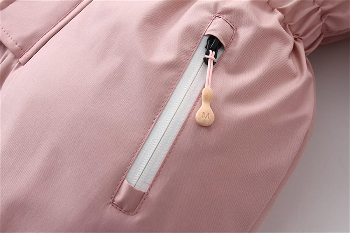 Baby Junge Mädchen Schneeanzug Kinder Langarm Hoodie Dicker Overall Skianzug Reißverschluss Einteiliger Body Winter Warmer Strampler
