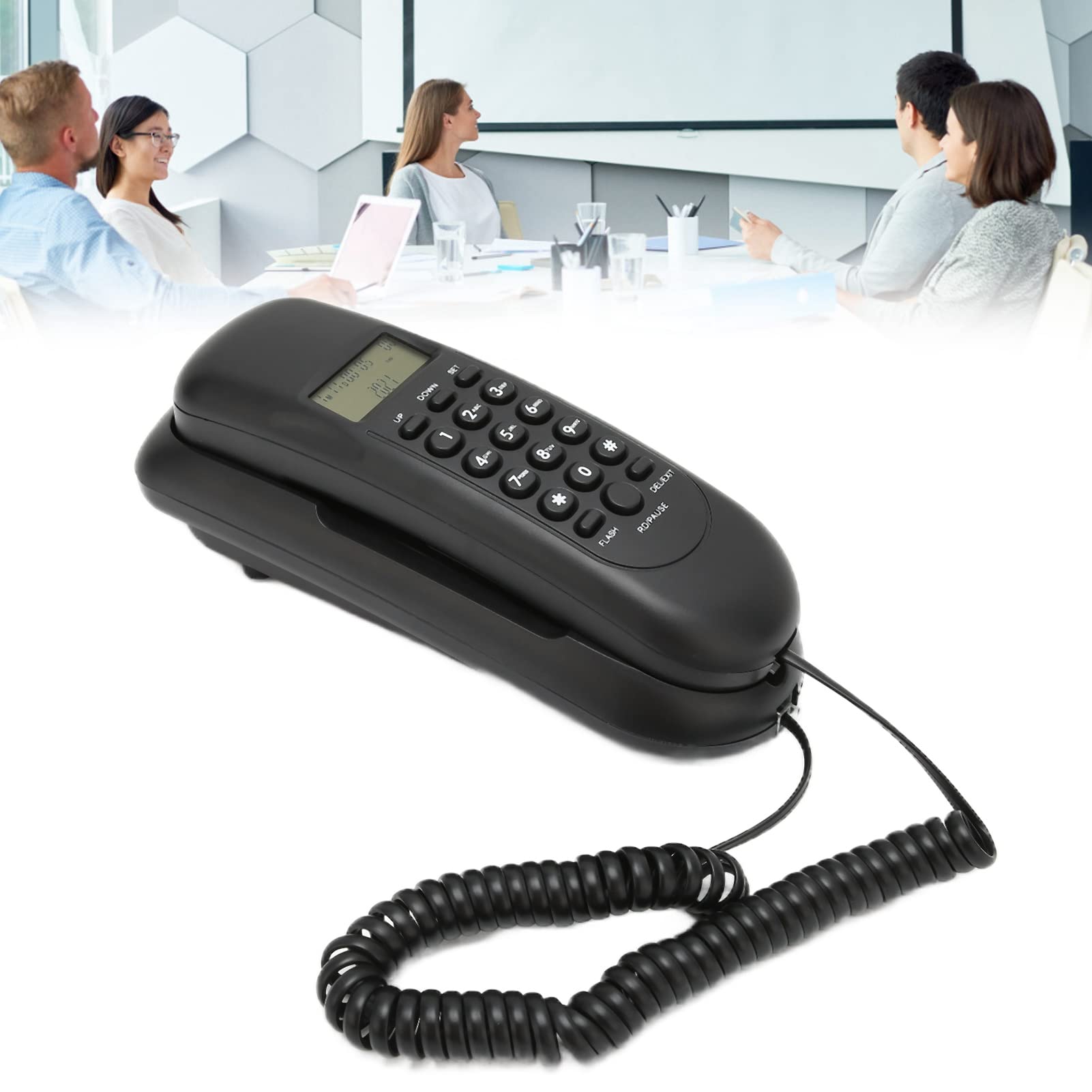 Acouto Telefony Stacjonarne VTC?50 Ręczny Cyfrowy Telefon Montowany na ścianie z funkcją Identyfikacji Dzwoniącego do Biura Biznesowego W Domu i W Domu Zapewniającym Porządek W Mniejsze