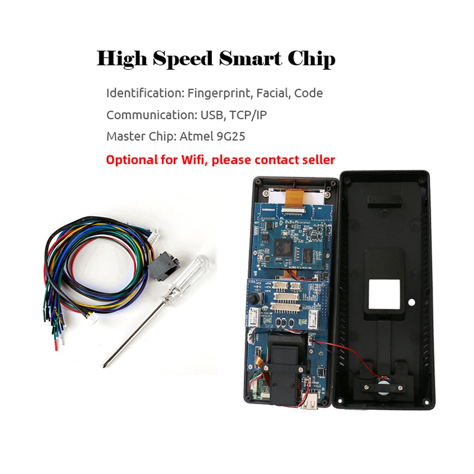 Máquina de asistencia Reconocimiento facial biométrico Control de acceso con huella digital WIFI Máquina de asistencia con sensor eléctrico Sistema de código Cerradura de puerta,Normal without Wifi