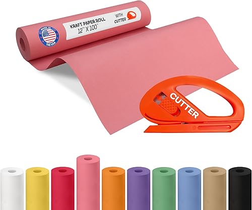 Vista 15 de Rollo de papel kraft marrón de 24 x 1800 pulgadas (150 pies) con cortador, papel de calidad fabricado en Estados Unidos, 50 libras de grosor