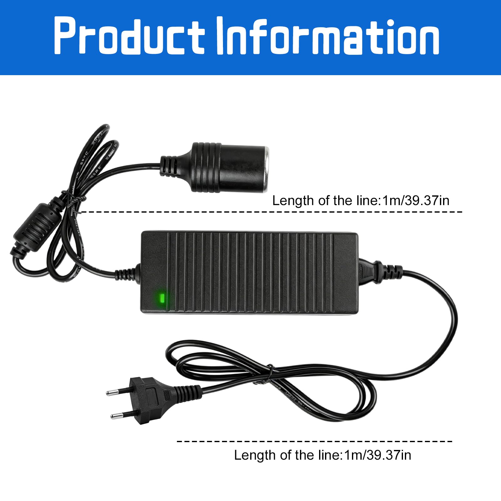 180W 15A AC à DC Adaptateur Converter, 220V vers 12V Adaptateur Allume Cigare Secteur，Adaptateur Secteur, Adaptateurs Transformateur Convertisseurs pour Glacière, Aspirateur de Voiture