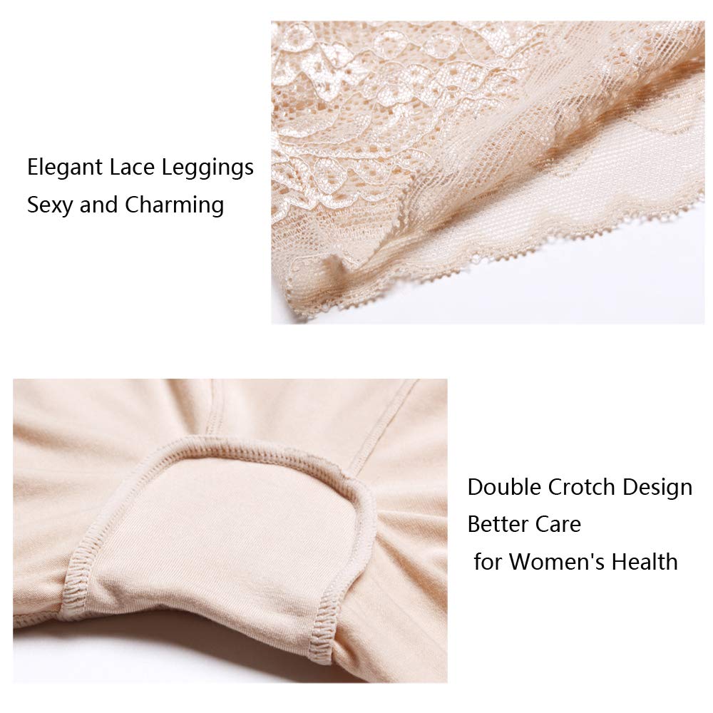 Calzoncillos para mujer bajo falda corta anti-chafing pantalones cortos ropa interior de seguridad pantalones largos de cintura alta leggings de encaje mallas cortas con borde de encaje