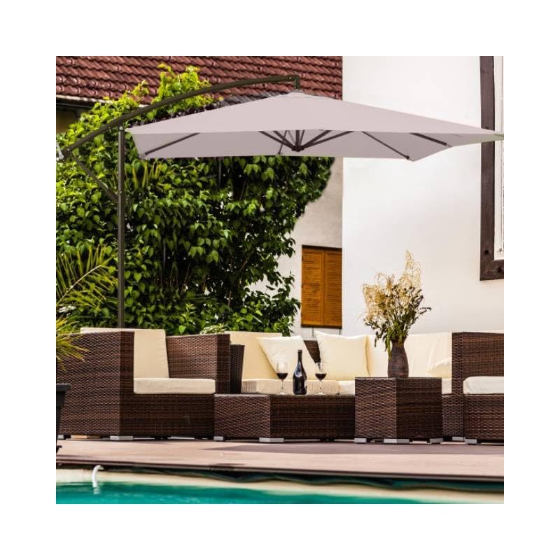 Ombrellone Crilly Reclinabile a Braccio, Rettangolare 2x3 Metri,Ecru, Struttura in Acciaio, Copertura da 160 Gr/M²