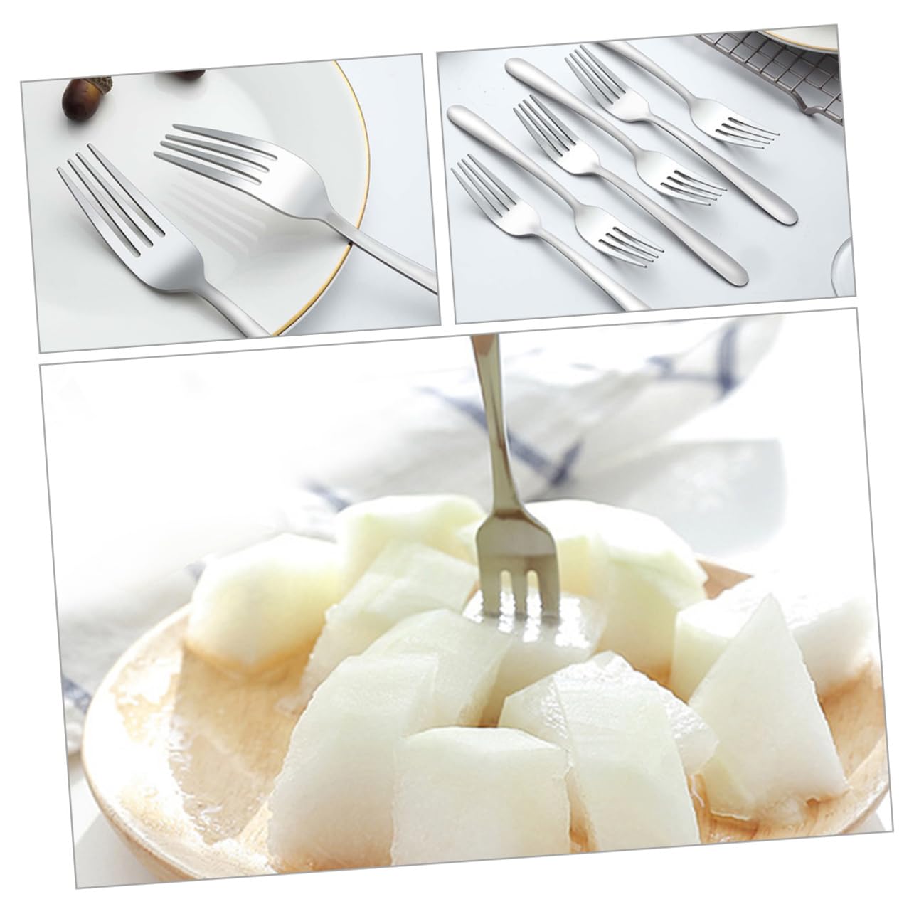 MOLUCKFU 24pcs Stainless Steel Fork Silverware Serving Salad Forks Restaurant Fork Dinner Forks Flatware Fork Convenient Fruit Fork Party Small Fork Mirror Polishing Fork Mixing Fruit Fork