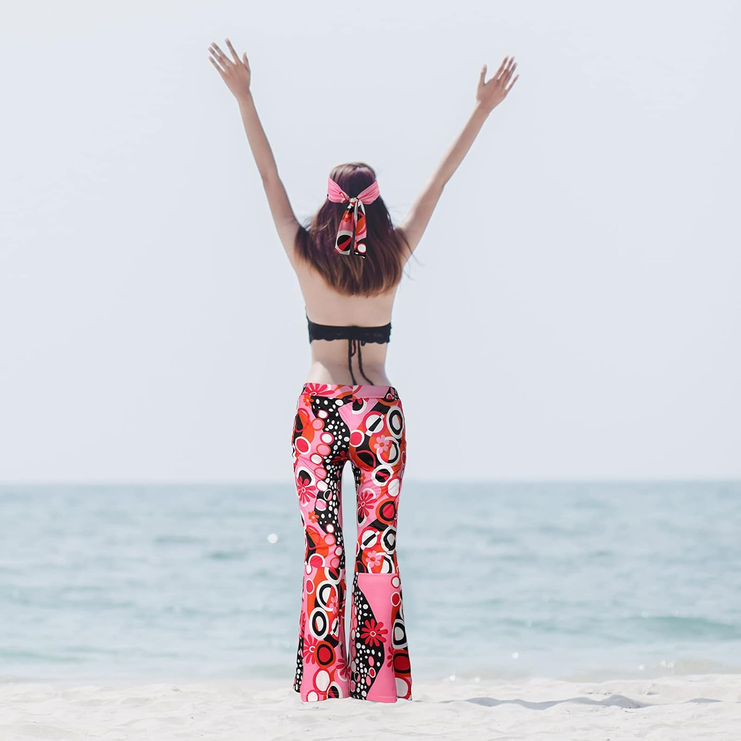 70s Women Hippie Costume Accessories, Bell Bottom Boho Flared Pant : Clothing, Shoes & Jewelry